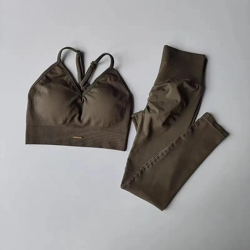 Seamless V-Neck Yoga Set