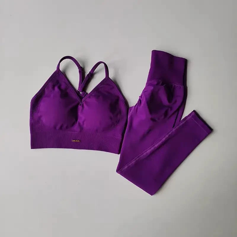 Seamless V-Neck Yoga Set