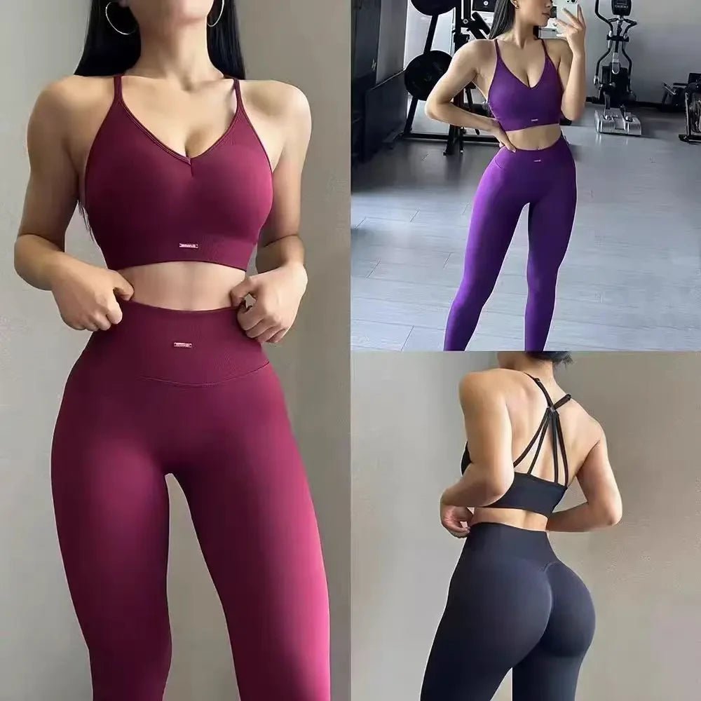 Seamless V-Neck Yoga Set